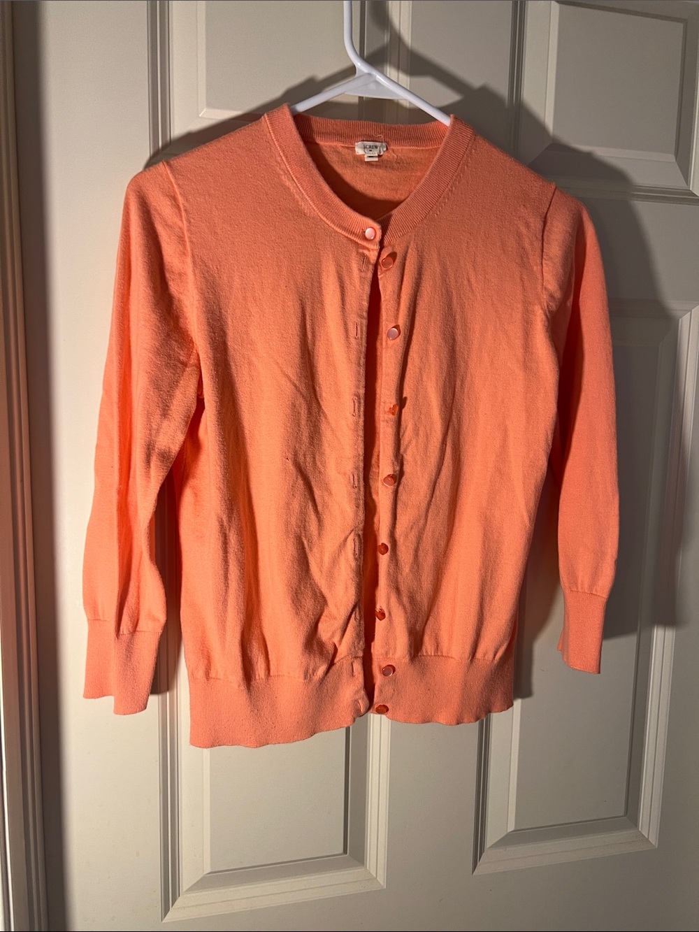 J. Crew Coral Button-Up Crewneck Cardigan